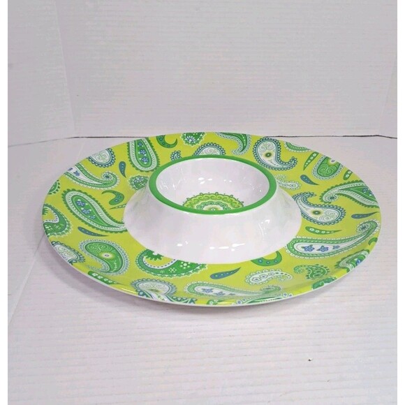 Melamine Boho Chip & Dip Tray 14″ Paisley Debra Valencia Certified International - Picture 1 of 4
